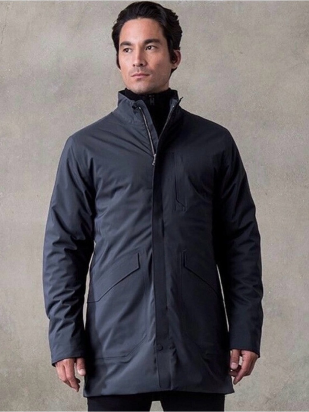 Aether Polar Trench Coat Men’s Medium Blue Gray Waterproof Winter Parka Jacket